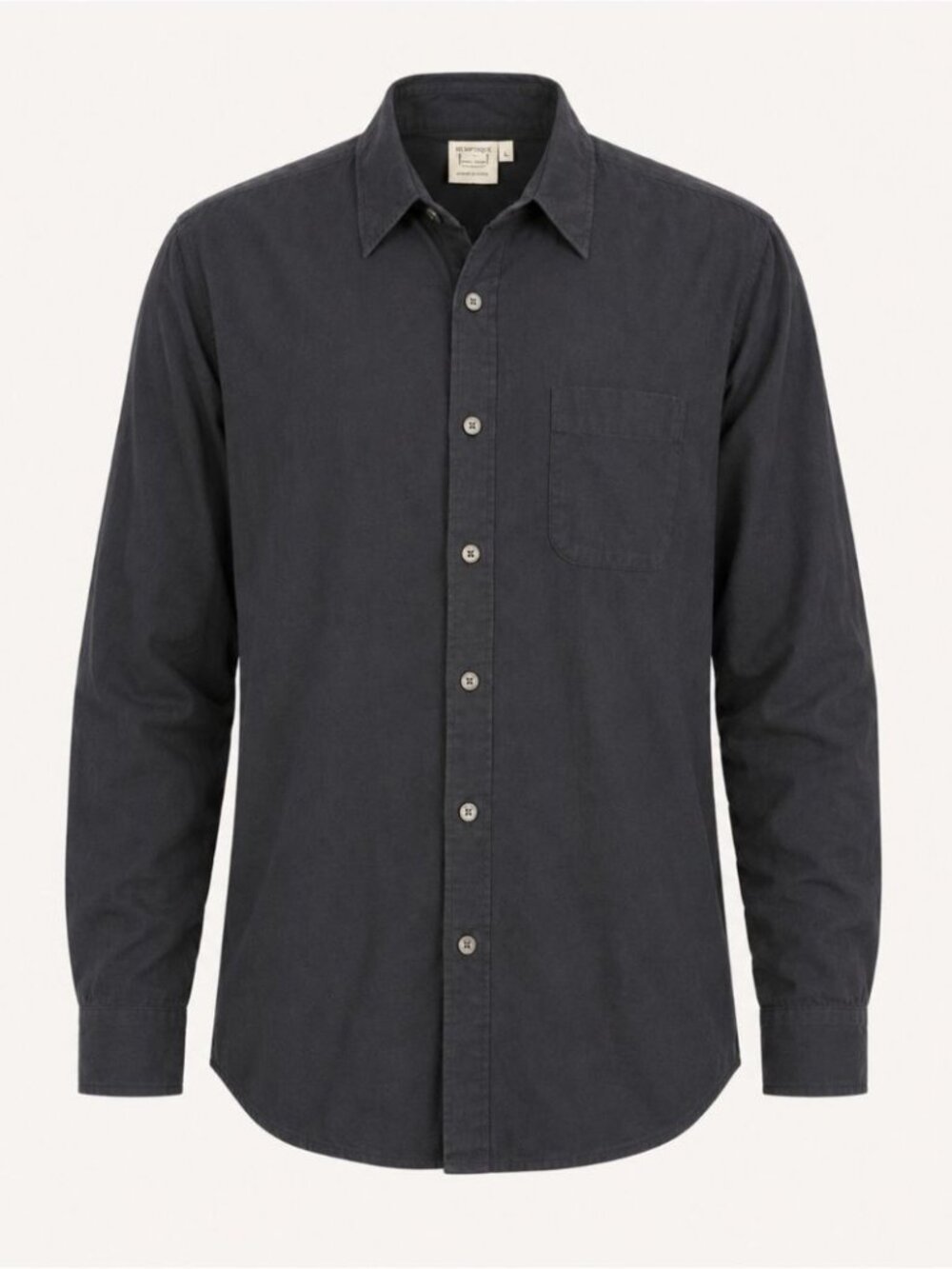 Hemptique Hemp Cotton Shirt Black Large Minimalist Sustainable Casual Resortwear